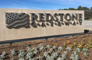 The main entrance sign to Redstone Gateway
